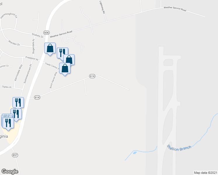 map of restaurants, bars, coffee shops, grocery stores, and more near 43951 Beaver Meadow Road in Sterling