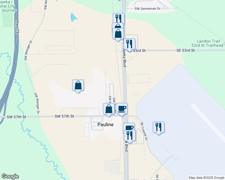 map of restaurants, bars, coffee shops, grocery stores, and more near 35 Southwest Mary Street in Unincorporated
