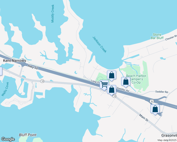 map of restaurants, bars, coffee shops, grocery stores, and more near 310 Long Point Road in Grasonville
