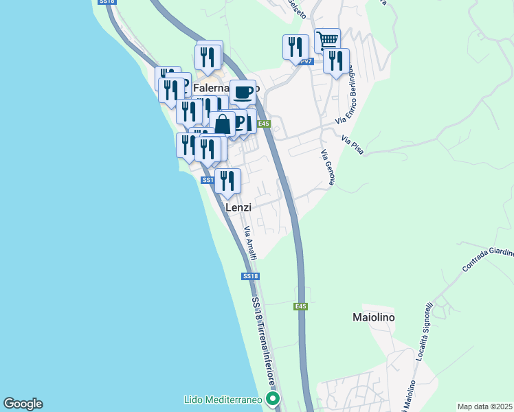 map of restaurants, bars, coffee shops, grocery stores, and more near in Lenzi