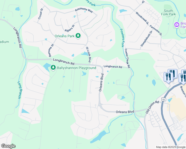 map of restaurants, bars, coffee shops, grocery stores, and more near 2732 Daphne Drive in Union