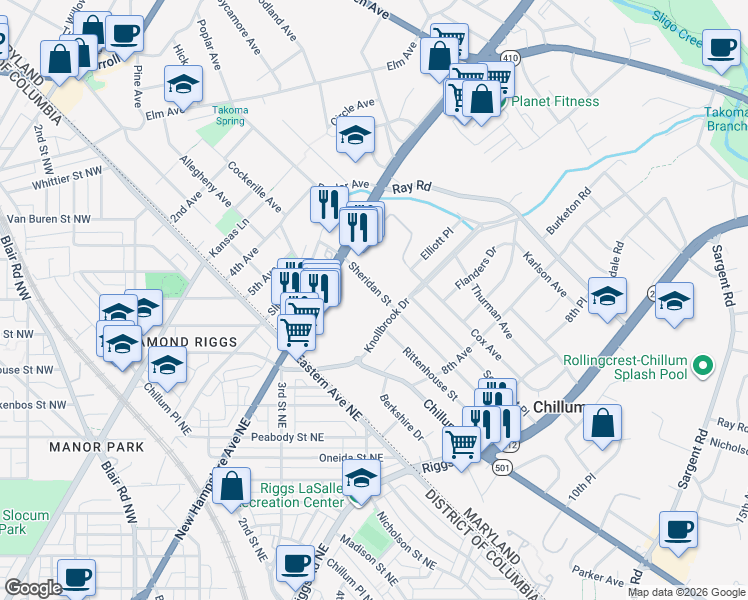 map of restaurants, bars, coffee shops, grocery stores, and more near 101 Independence Avenue Southeast in Washington