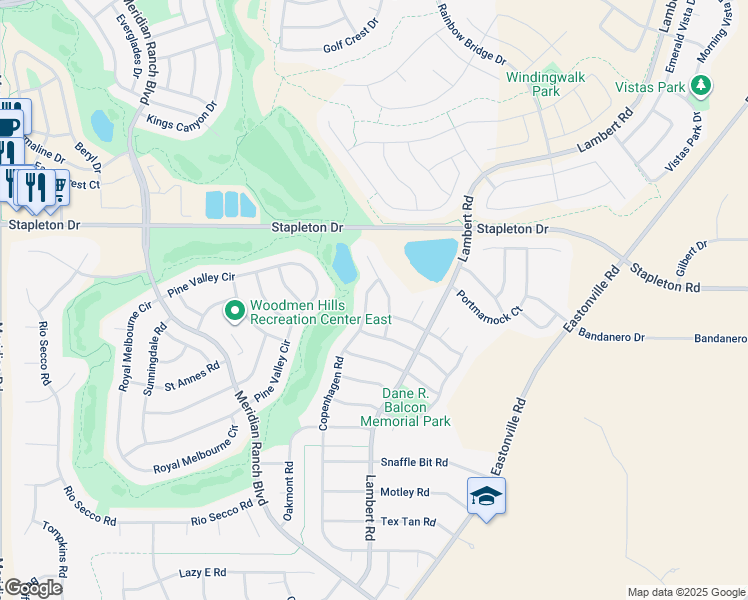 map of restaurants, bars, coffee shops, grocery stores, and more near 9303 Copenhagen Road in Peyton