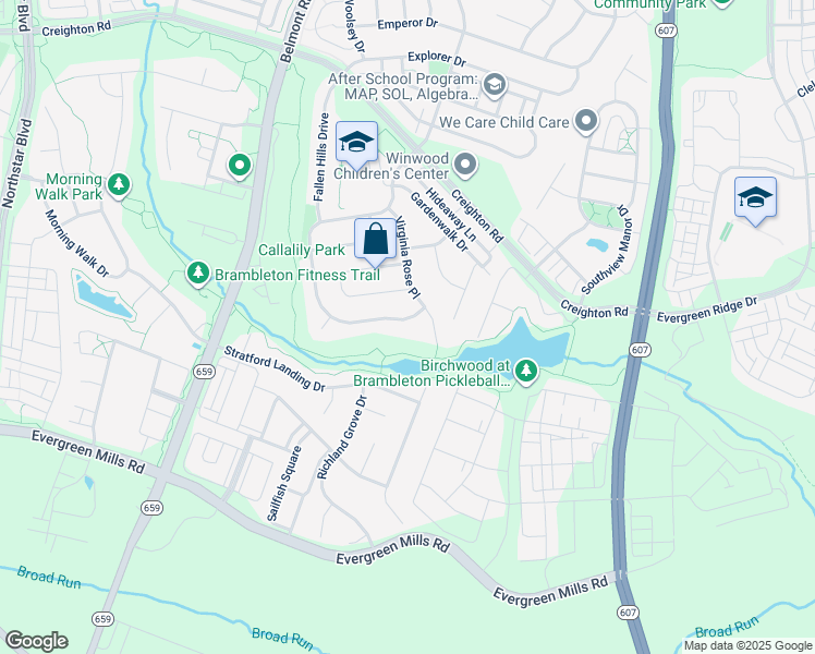 map of restaurants, bars, coffee shops, grocery stores, and more near 23397 Minerva Drive in Ashburn