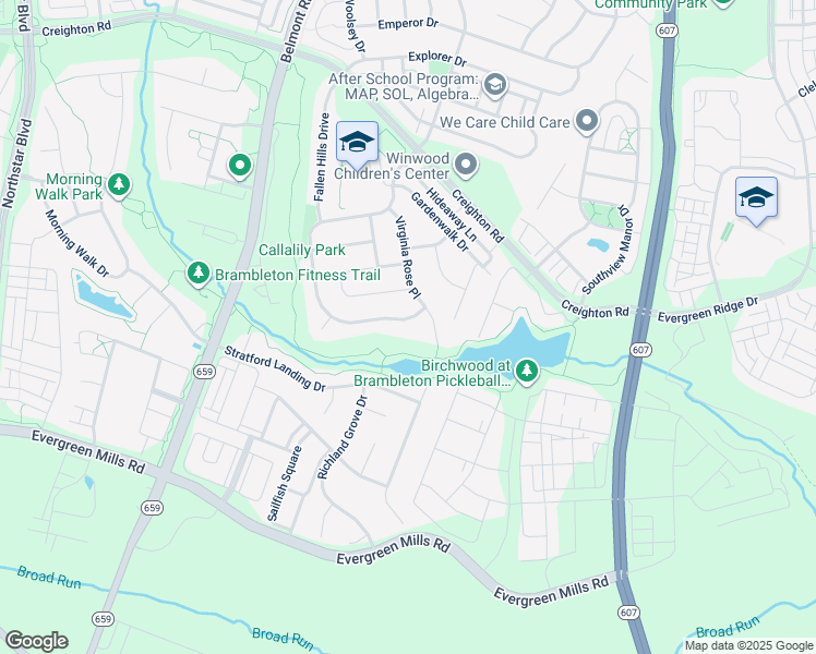 map of restaurants, bars, coffee shops, grocery stores, and more near 23397 Minerva Drive in Ashburn