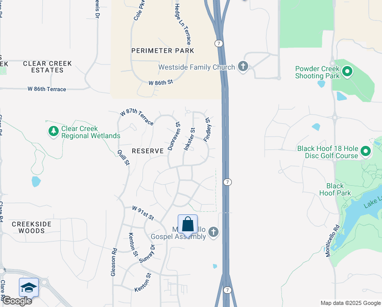 map of restaurants, bars, coffee shops, grocery stores, and more near 8884 West 87th Terrace in Lenexa