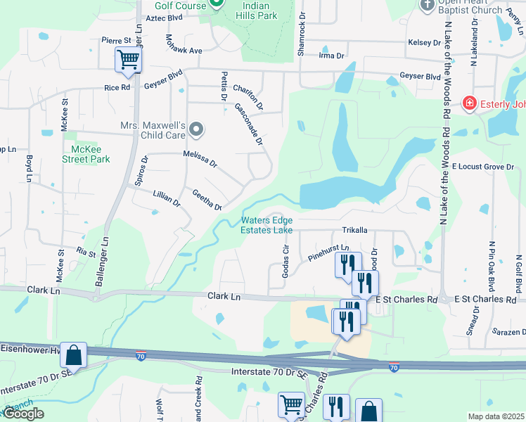 map of restaurants, bars, coffee shops, grocery stores, and more near 5320 Godas Circle in Columbia