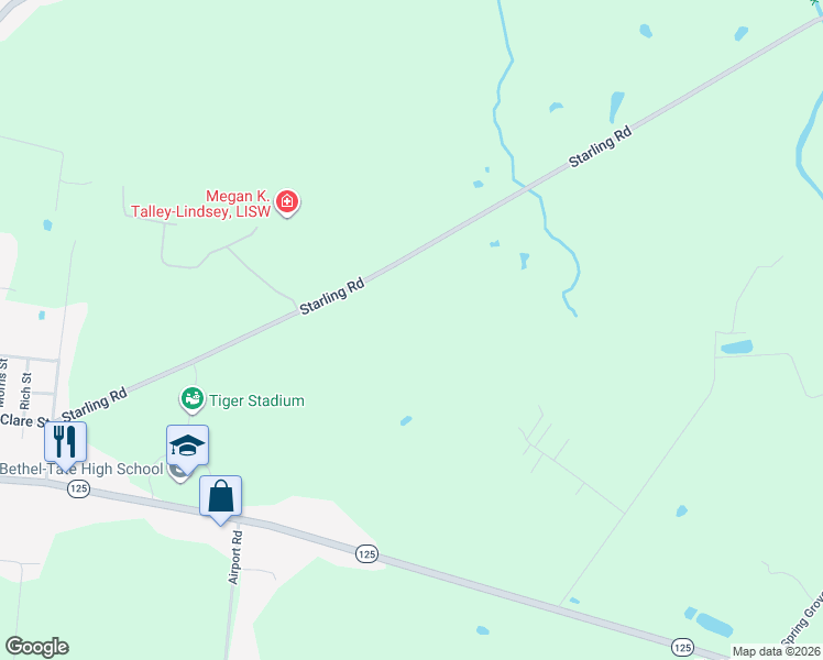 map of restaurants, bars, coffee shops, grocery stores, and more near 3490 Ohio 125 in Bethel