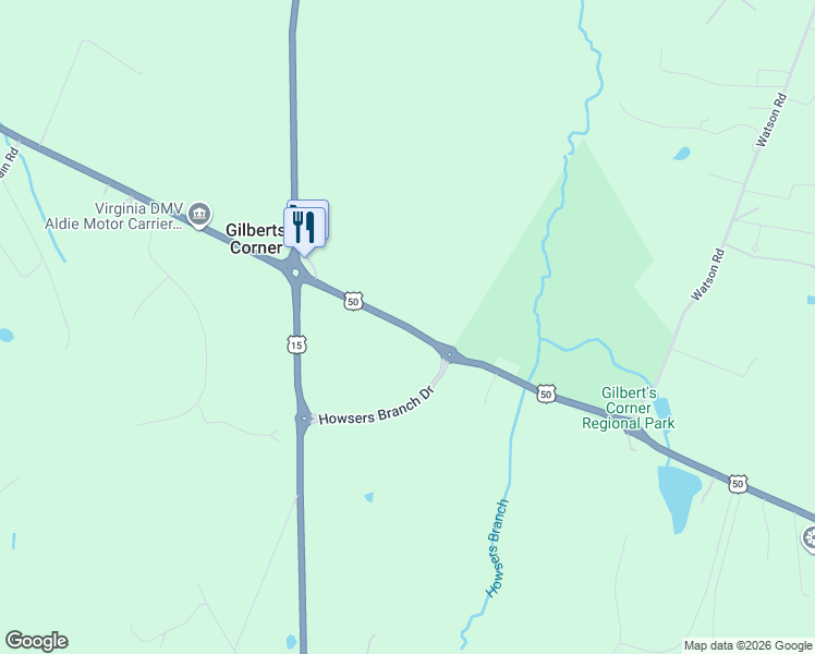 map of restaurants, bars, coffee shops, grocery stores, and more near 42134 John Mosby Highway in Aldie