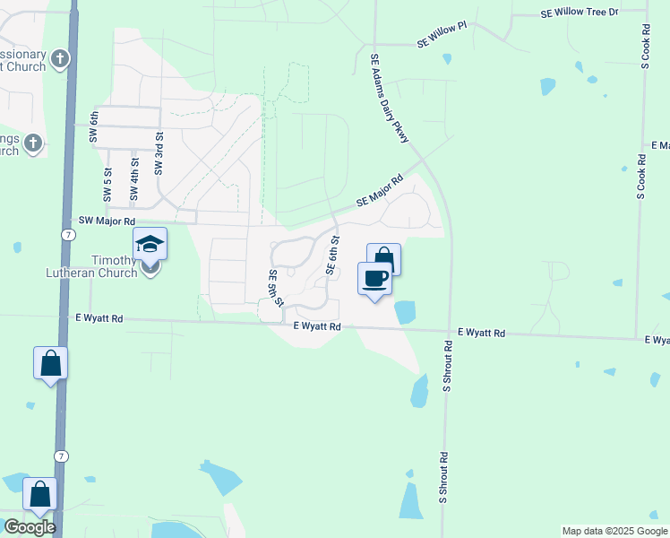 map of restaurants, bars, coffee shops, grocery stores, and more near 8120 Southeast 6th Street in Blue Springs
