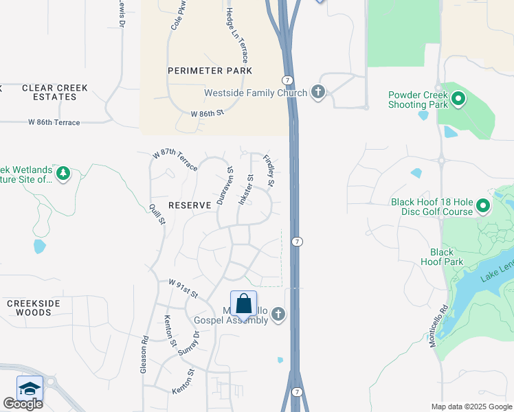 map of restaurants, bars, coffee shops, grocery stores, and more near 8811 West 87th Terrace in Lenexa