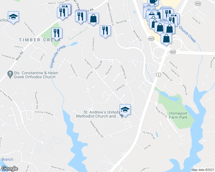 map of restaurants, bars, coffee shops, grocery stores, and more near Tarragon Lane in Edgewater