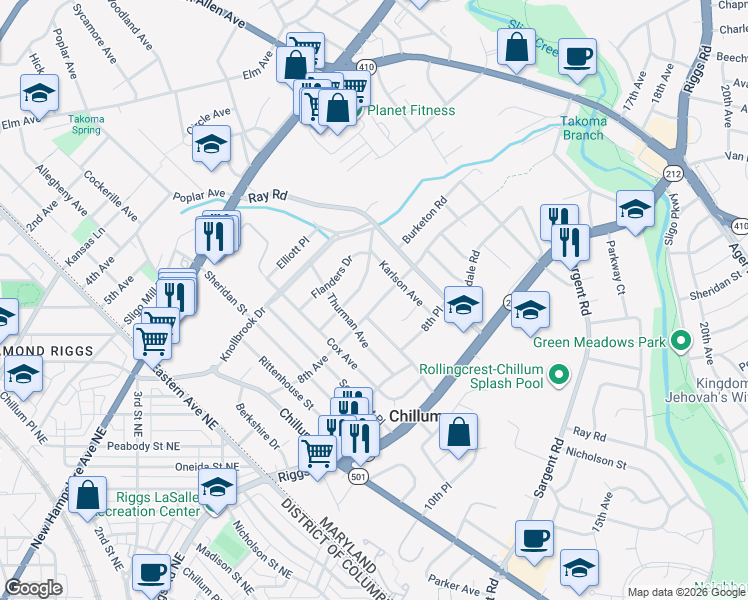 map of restaurants, bars, coffee shops, grocery stores, and more near 101 Independence Avenue Southeast in Washington