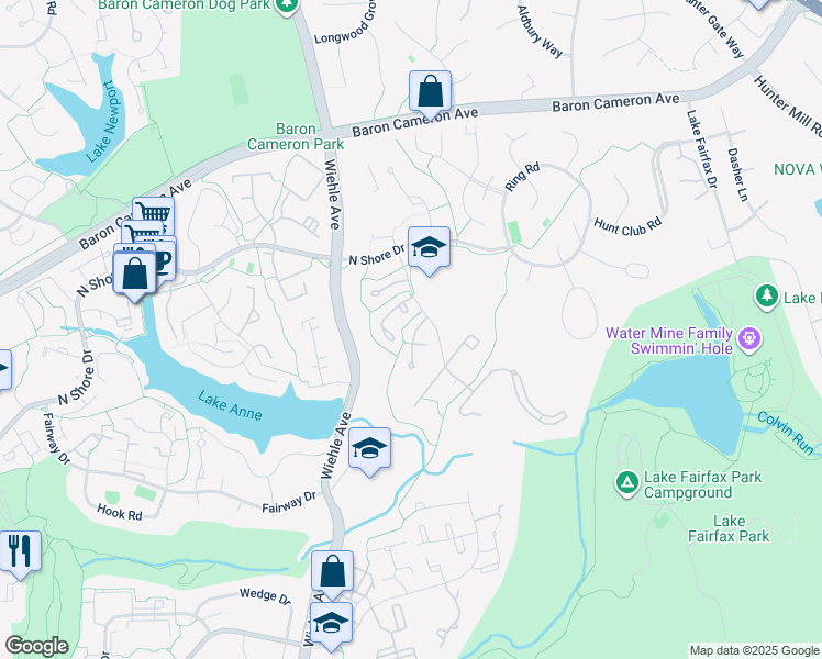 map of restaurants, bars, coffee shops, grocery stores, and more near 1522 Goldenrain Court in Reston