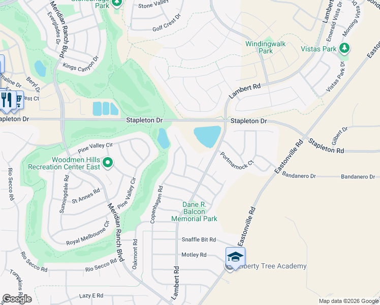 map of restaurants, bars, coffee shops, grocery stores, and more near 9353 St.George Road in Peyton