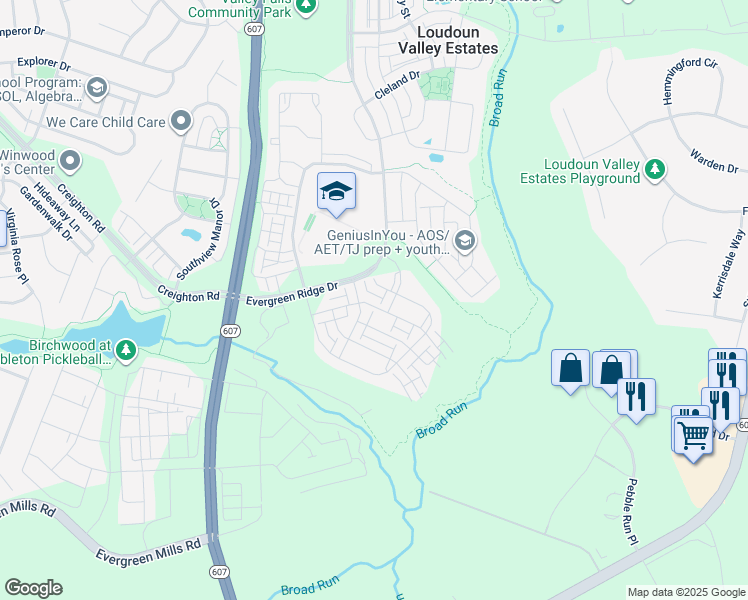 map of restaurants, bars, coffee shops, grocery stores, and more near 43146 Thoroughfare Gap Terrace in Ashburn