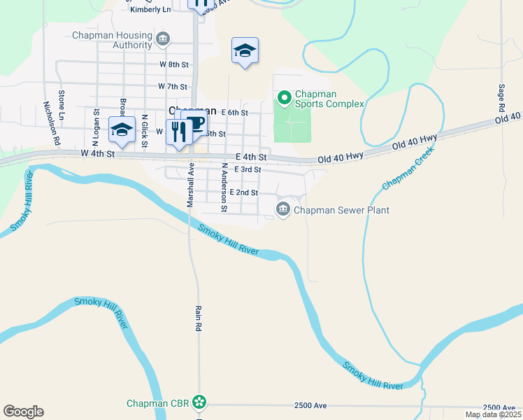 map of restaurants, bars, coffee shops, grocery stores, and more near 102 Noble Street in Chapman