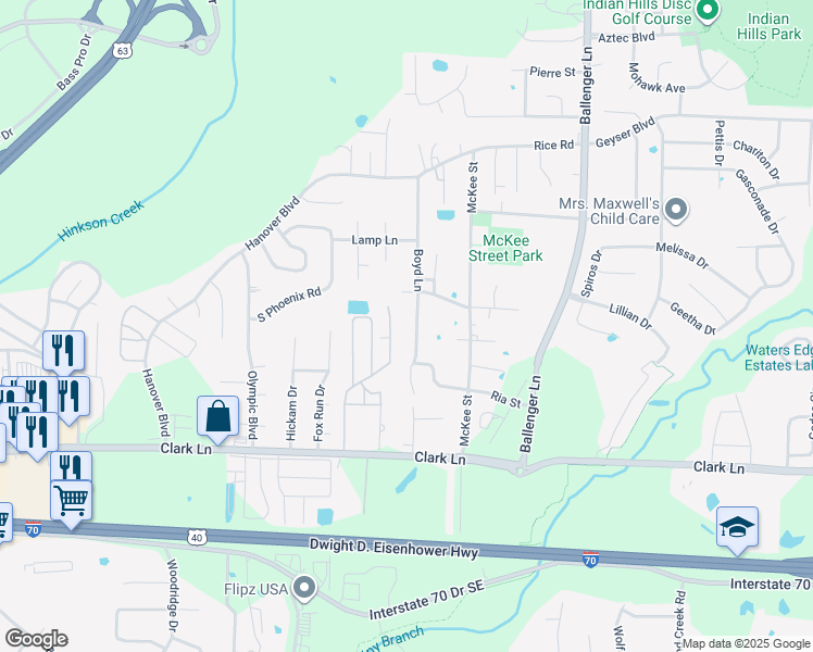 map of restaurants, bars, coffee shops, grocery stores, and more near 1505-1507 Boyd Lane in Columbia