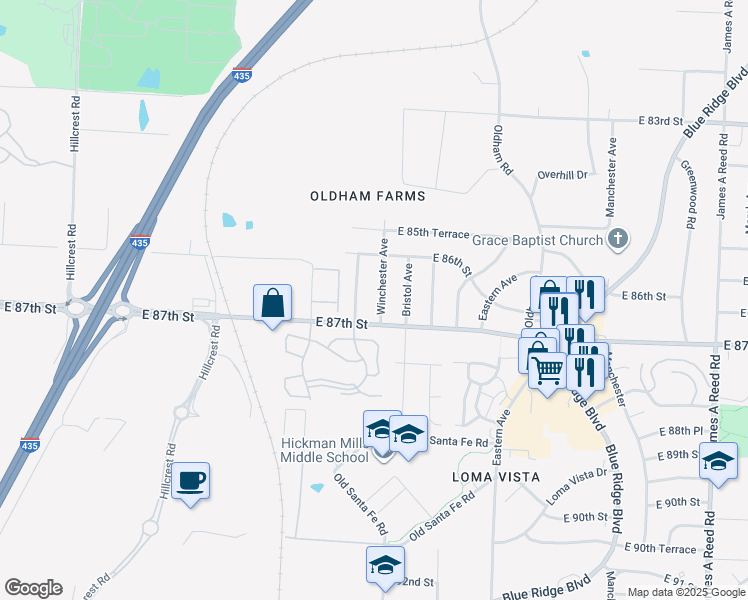 map of restaurants, bars, coffee shops, grocery stores, and more near in Kansas City
