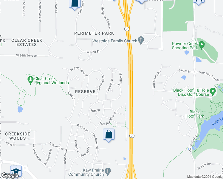 map of restaurants, bars, coffee shops, grocery stores, and more near 8837 Inkster in Lenexa