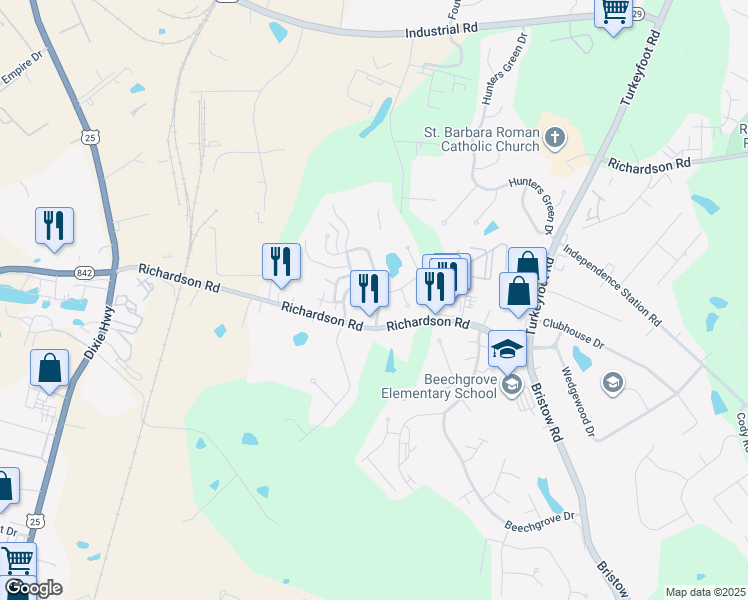 map of restaurants, bars, coffee shops, grocery stores, and more near 4223 Briarwood Drive in Independence
