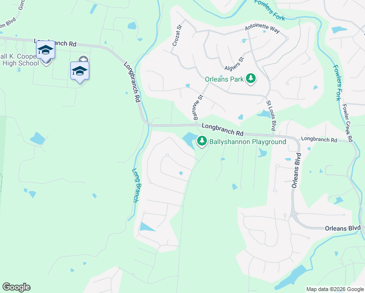 map of restaurants, bars, coffee shops, grocery stores, and more near 2505 Longbranch Road in Union