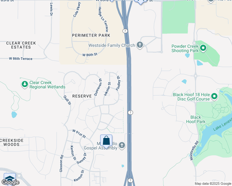 map of restaurants, bars, coffee shops, grocery stores, and more near 8701 West 87th Terrace in Lenexa