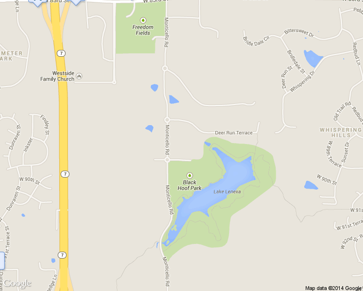 map of restaurants, bars, coffee shops, grocery stores, and more near 8855 Monticello Road in Lenexa