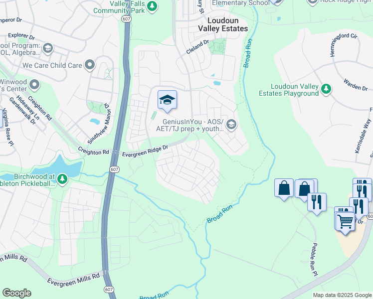 map of restaurants, bars, coffee shops, grocery stores, and more near 23790 Hopewell Manor Terrace in Ashburn