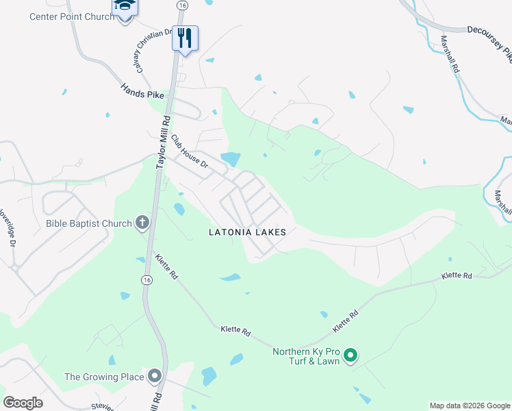 map of restaurants, bars, coffee shops, grocery stores, and more near 474 Forest Road in Covington