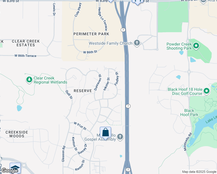 map of restaurants, bars, coffee shops, grocery stores, and more near 8701 West 87th Terrace in Lenexa