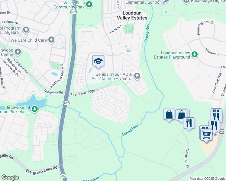 map of restaurants, bars, coffee shops, grocery stores, and more near 23814 Hopewell Manor Terrace in Sterling