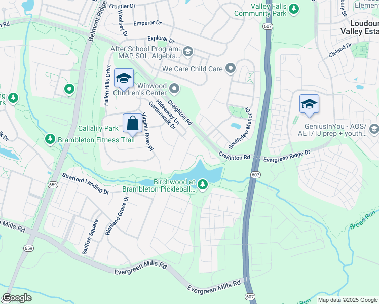map of restaurants, bars, coffee shops, grocery stores, and more near 42788 Macbeth Terrace in Brambleton