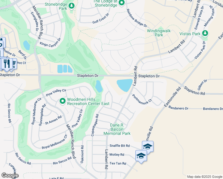 map of restaurants, bars, coffee shops, grocery stores, and more near 9433 St.George Road in Peyton