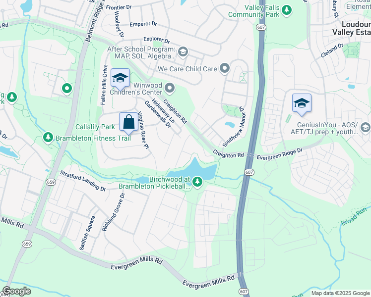 map of restaurants, bars, coffee shops, grocery stores, and more near 42788 Macbeth Terrace in Brambleton