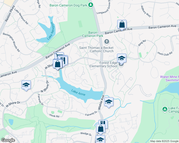 map of restaurants, bars, coffee shops, grocery stores, and more near 1538 Northgate Square in Reston