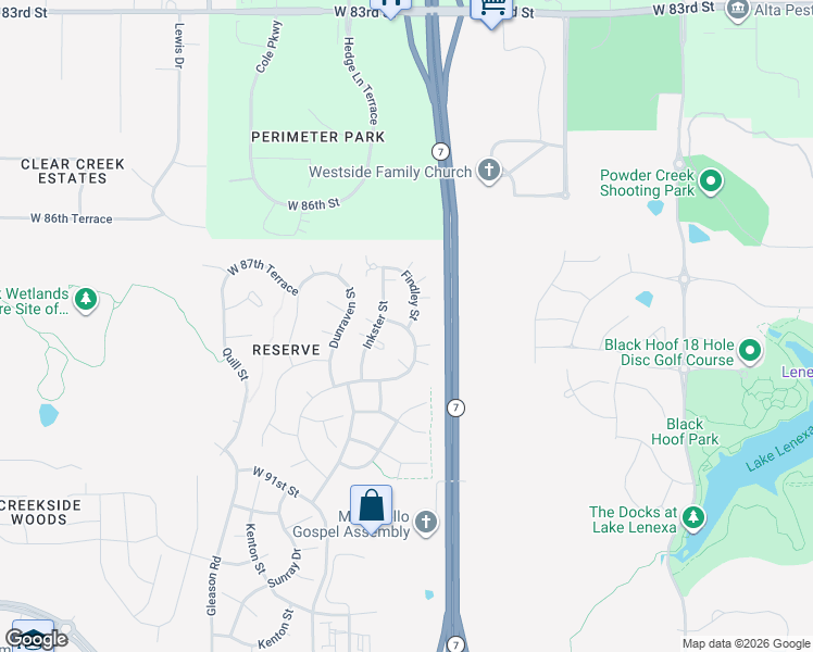 map of restaurants, bars, coffee shops, grocery stores, and more near 9101 Renner Boulevard in Lenexa