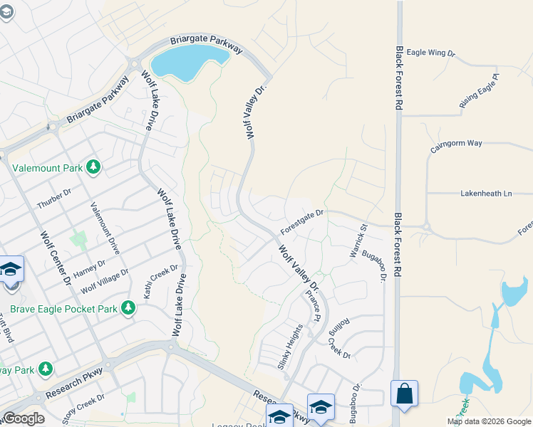 map of restaurants, bars, coffee shops, grocery stores, and more near Midge Way in Colorado Springs