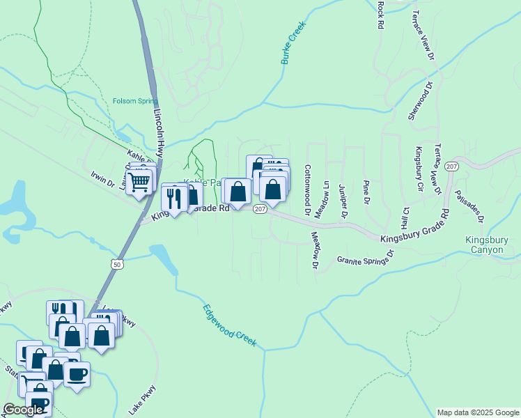 map of restaurants, bars, coffee shops, grocery stores, and more near 276 Kingsbury Grade Road in Stateline
