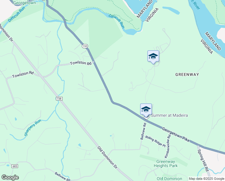 map of restaurants, bars, coffee shops, grocery stores, and more near 8526 Georgetown Pike in McLean