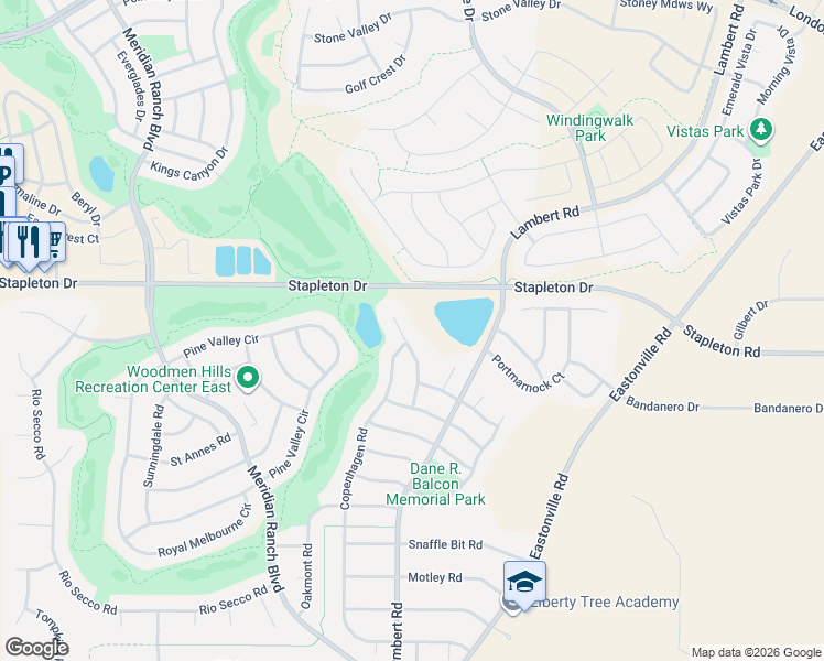 map of restaurants, bars, coffee shops, grocery stores, and more near 9433 St.George Road in Peyton