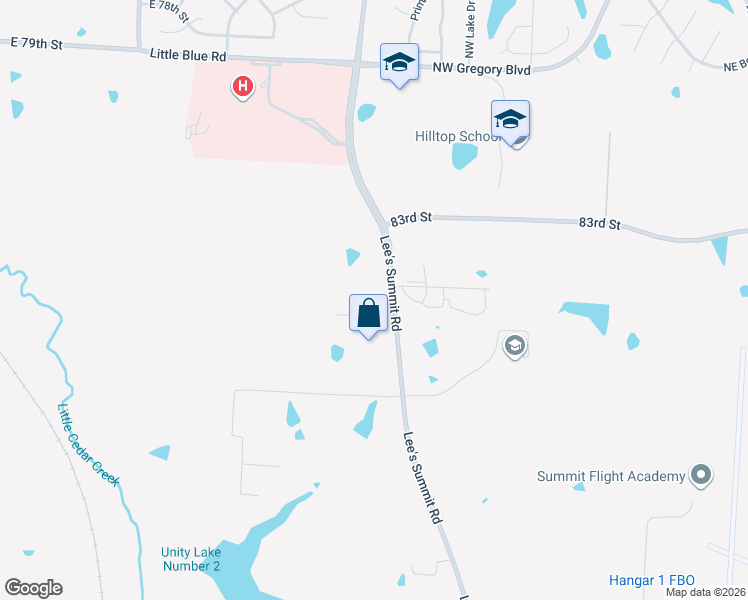 map of restaurants, bars, coffee shops, grocery stores, and more near 8300 Lee's Summit Road in Kansas City