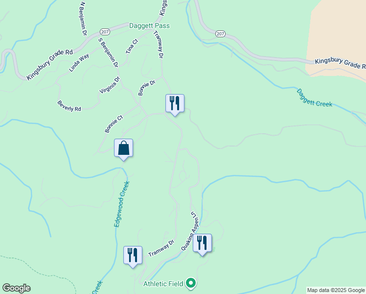 map of restaurants, bars, coffee shops, grocery stores, and more near 141 Quaking Aspen Lane in Stateline
