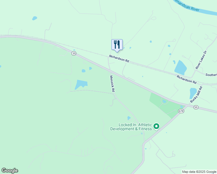 map of restaurants, bars, coffee shops, grocery stores, and more near 555 Messick Road in Strasburg