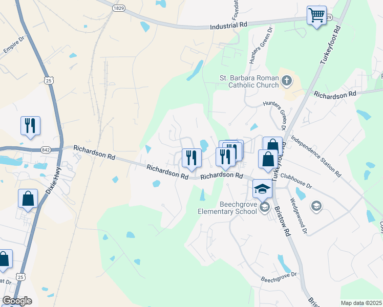 map of restaurants, bars, coffee shops, grocery stores, and more near 4223 Briarwood Drive in Independence