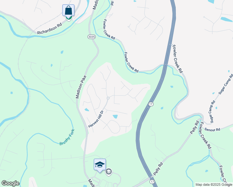 map of restaurants, bars, coffee shops, grocery stores, and more near 2103 Fullmoon Ct in Independence