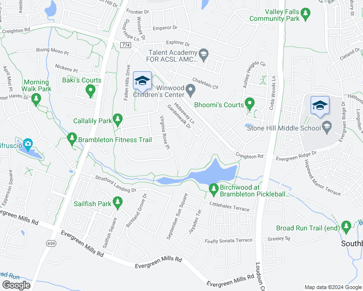 map of restaurants, bars, coffee shops, grocery stores, and more near 23439 Spice Bush Terrace in Ashburn
