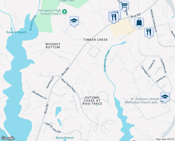 map of restaurants, bars, coffee shops, grocery stores, and more near 222 Bowen Court in Annapolis