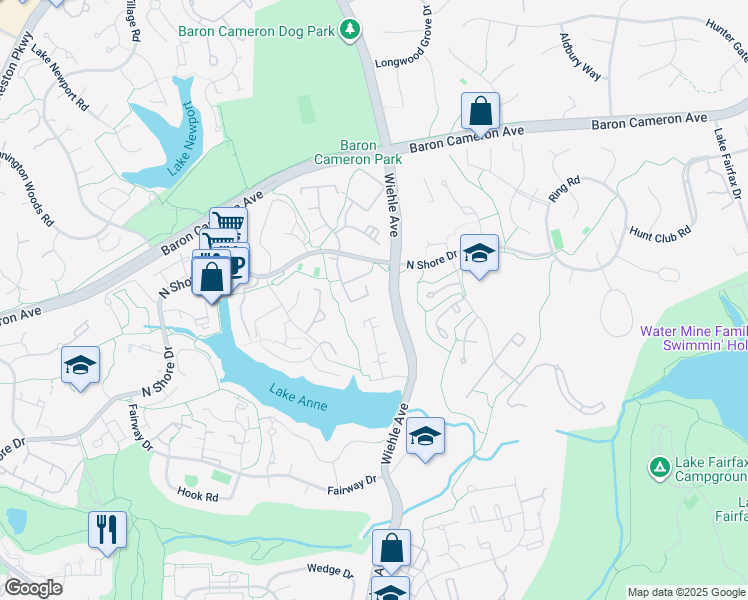 map of restaurants, bars, coffee shops, grocery stores, and more near 1550 Northgate Square in Reston