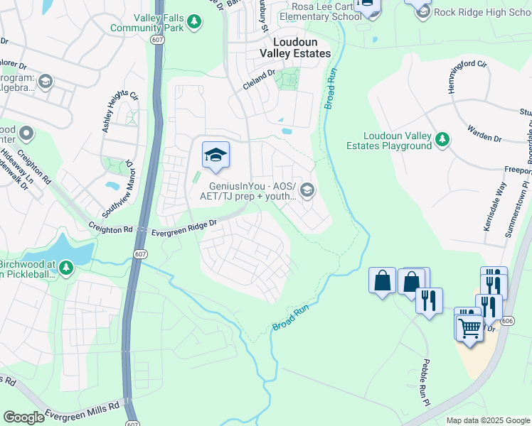map of restaurants, bars, coffee shops, grocery stores, and more near 23442 Logans Ridge Terrace in Ashburn